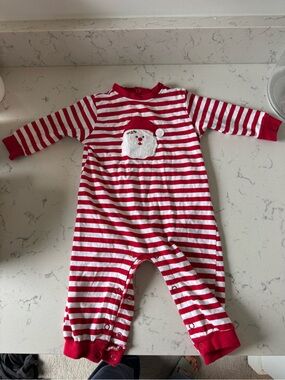 Baileys Boys Red & White Striped Santa Baby One-Piece Bodysuit